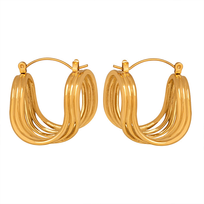 1 Pair Exaggerated Vacation Solid Color Plating Stainless Steel 18K Gold Plated Hoop Earrings