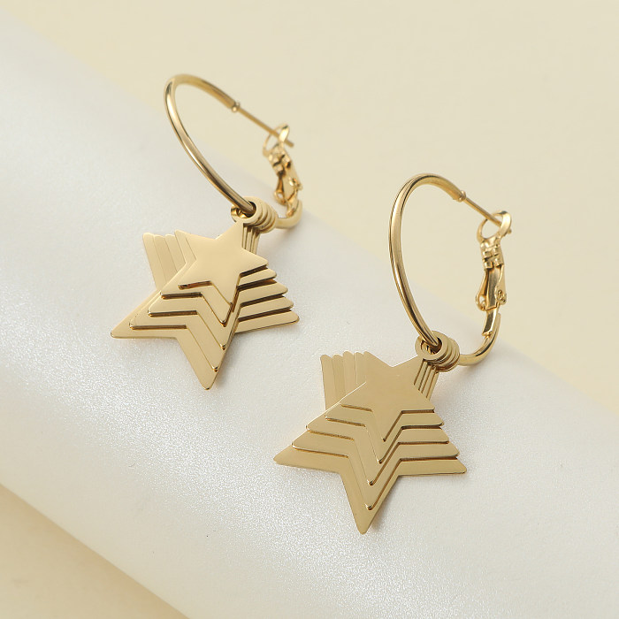 1 Paar elegante, einfarbige Stern-Ohrringe aus Edelstahl