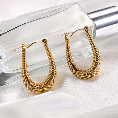 1 Pair Retro Simple Style U Shape Plating Stainless Steel  18K Gold Plated Earrings