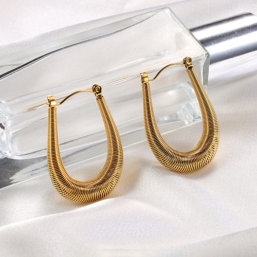 1 Paar Retro-Ohrringe im schlichten U-Form-Stil aus 18 Karat vergoldetem Edelstahl