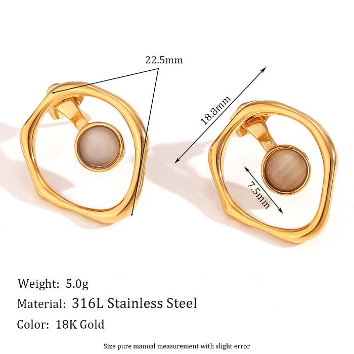 1 Pair Vintage Style Classic Style Round Plating Stainless Steel  18K Gold Plated Ear Studs