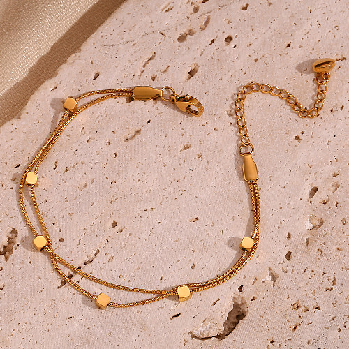 Bracelets plaqués or 18 carats en acier inoxydable de couleur unie, style simple et classique, en vrac
