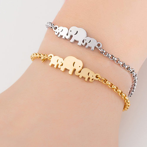 Moda feminina elefante de aço inoxidável sem pulseiras embutidas pulseiras de aço inoxidável
