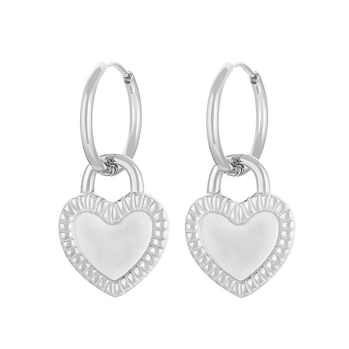 1 Pair Modern Style Streetwear Heart Shape Epoxy Plating Stainless Steel  18K Gold Plated Drop Earrings