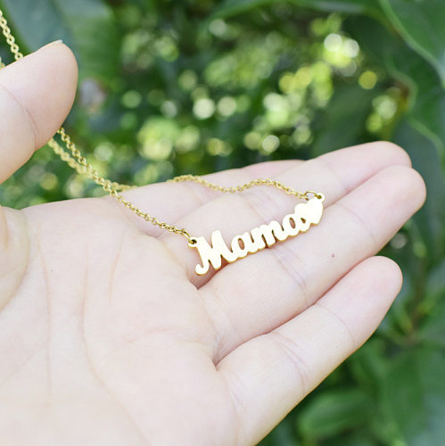 MAMA Letter Stainless Steel Plating 18K Gold Plated Necklace