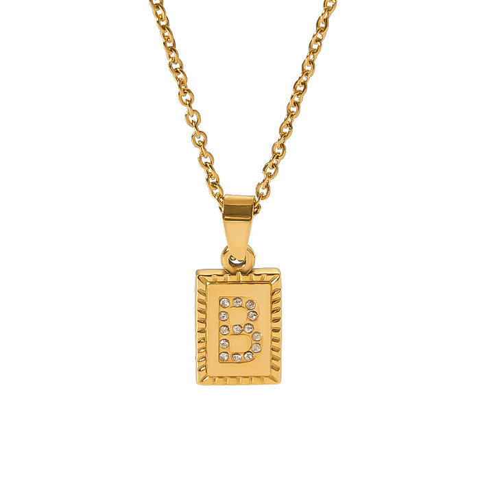 Süße Buchstaben-Halskette aus Edelstahl mit polierter Beschichtung und Diamant-18-Karat-Vergoldung