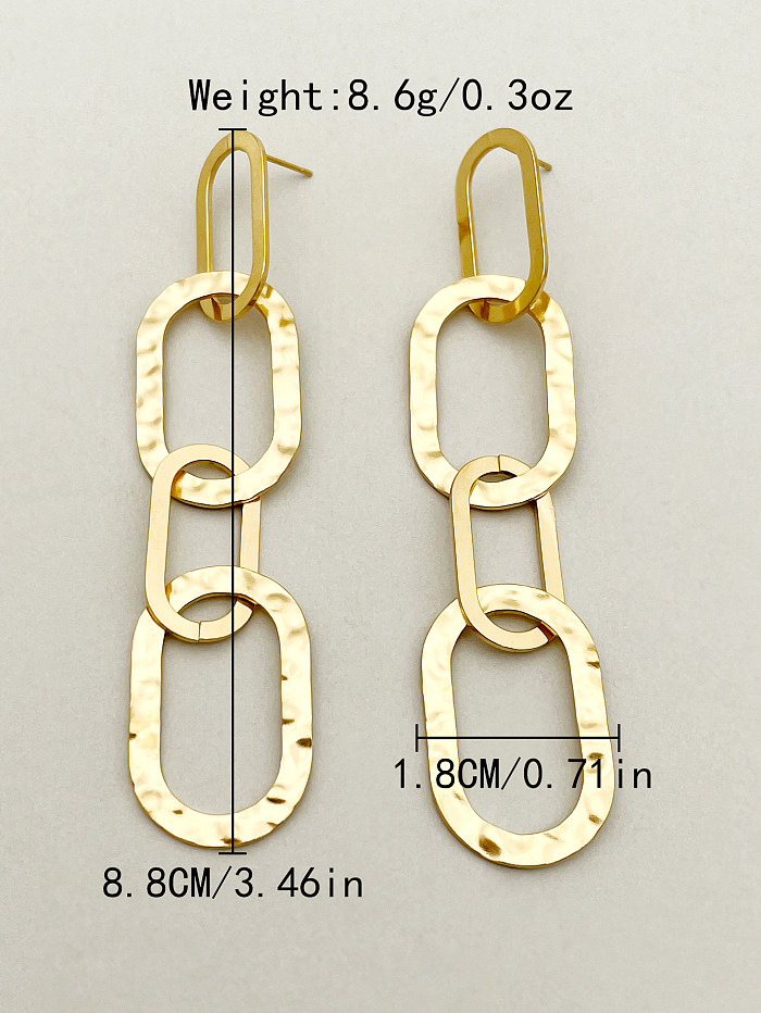 Pendientes colgantes chapados en oro y acero inoxidable, elegantes, ovalados, pulidos, 1 par