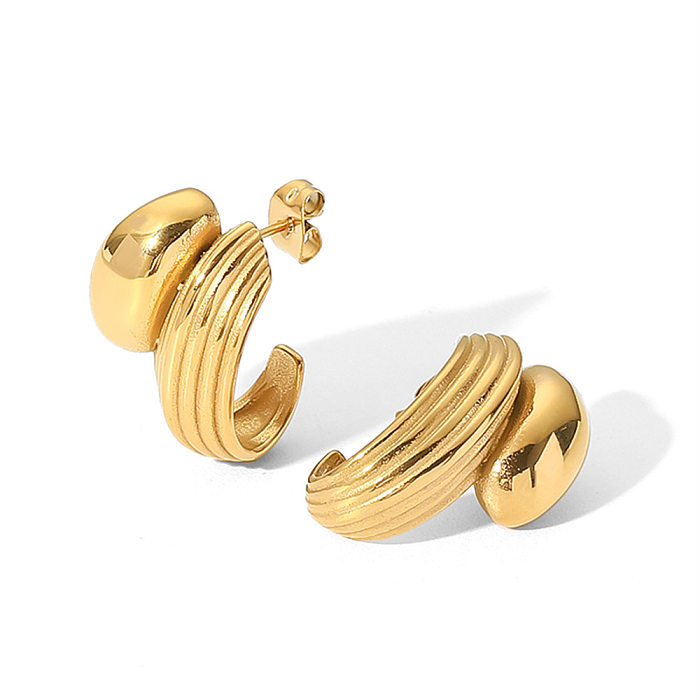 Fashion Geometric Stainless Steel  Ear Studs Layered Gold Plated Stainless Steel  Earrings