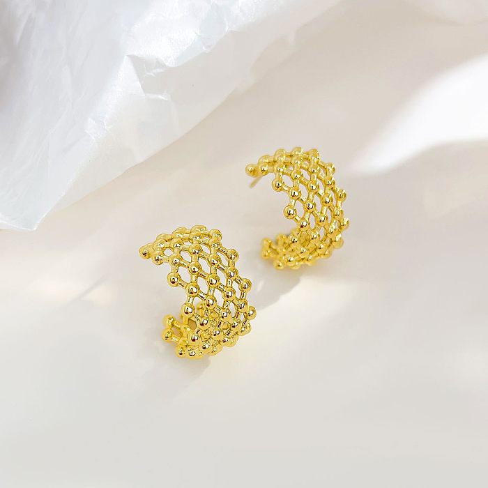 1 Pair Retro Exaggerated C Shape Plating Stainless Steel  White Gold Plated Gold Plated Ear Studs