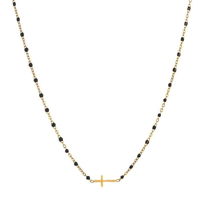 Einfache Kreuz-Patchwork-Halskette aus Edelstahl