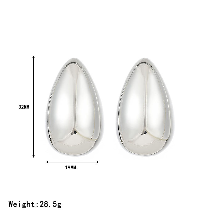 1 paire de clous d'oreilles rétro en acier inoxydable, couleur unie, plaqué or blanc, plaqué or