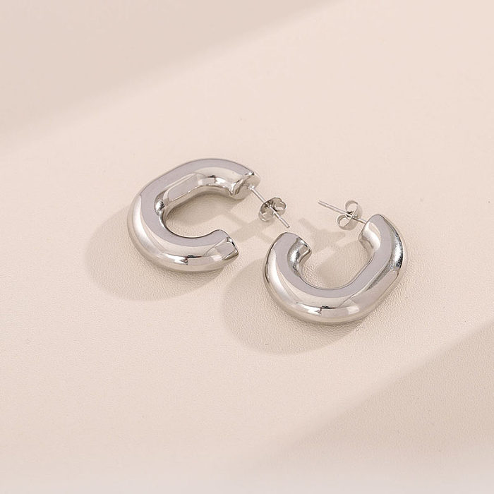 1 paire de clous d'oreilles en acier inoxydable, Style Simple, en forme de U