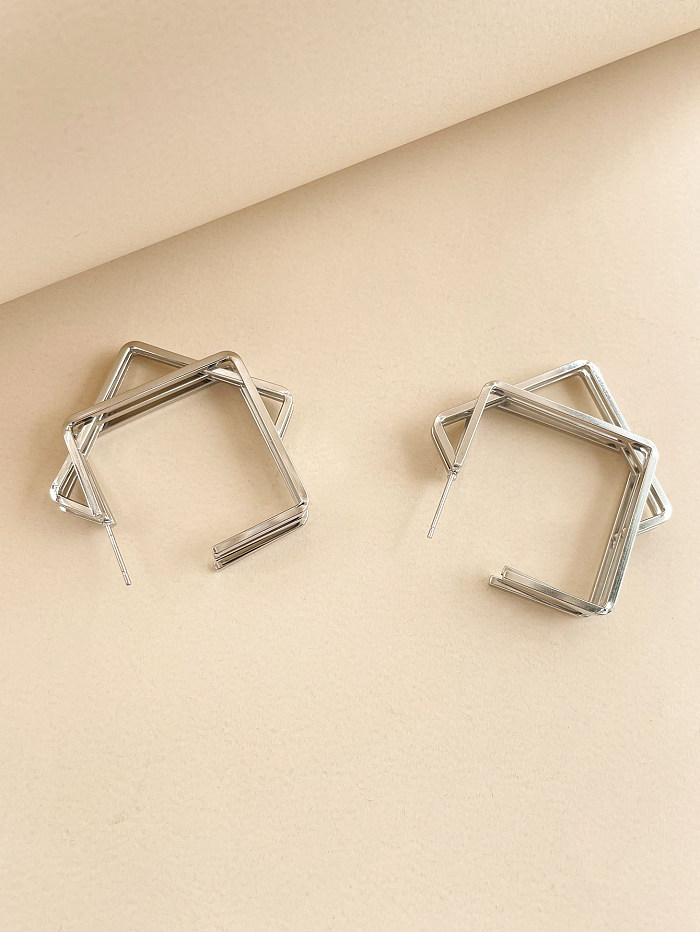 1 Pair Artistic Square Plating Stainless Steel  Gold Plated Ear Studs