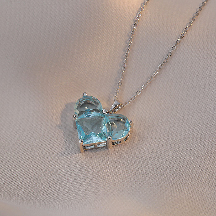 Sweet Heart Shape Stainless Steel Inlay Zircon Pendants Pendant Necklace