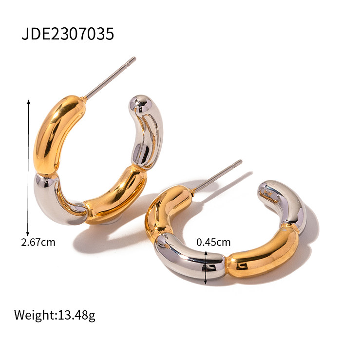 1 Pair Simple Style Color Block Plating Stainless Steel  18K Gold Plated Earrings
