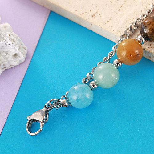 Fashion Geometric Stainless Steel Plating Natural Stone Bracelets