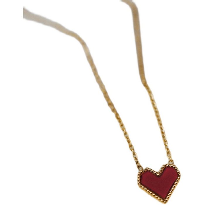 Lässige, süße Kreuz-Herz-Form-Edelstahlüberzug-Inlay-Muschel-Zirkon-Halskette