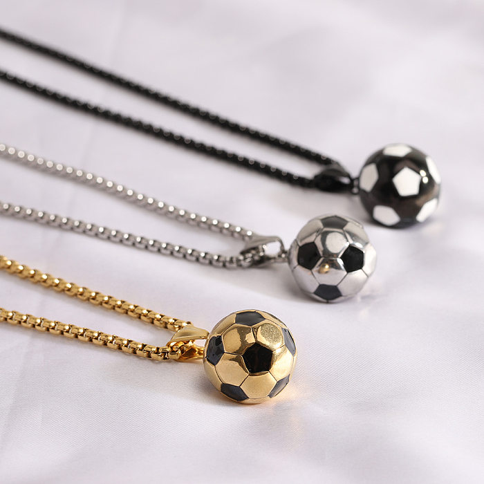 Collier pendentif de polissage en acier inoxydable de football de style simple