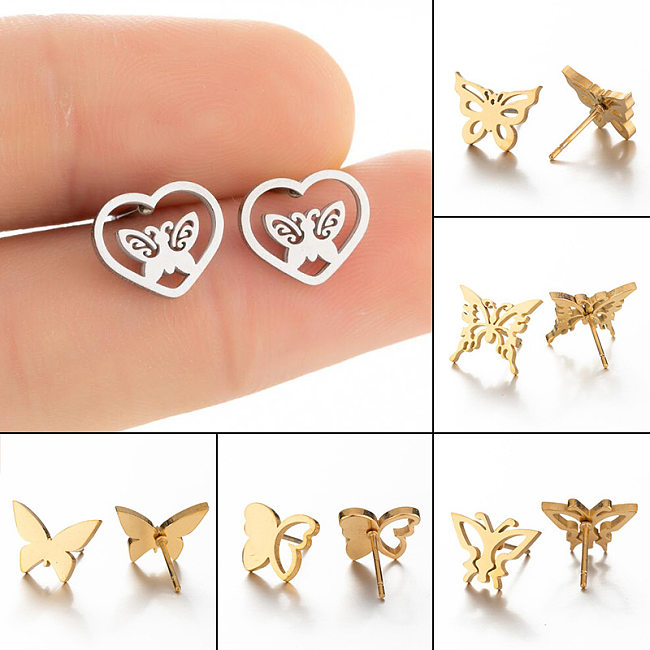 1 Pair Simple Style Solid Color Stainless Steel  Plating Gold Plated Ear Studs