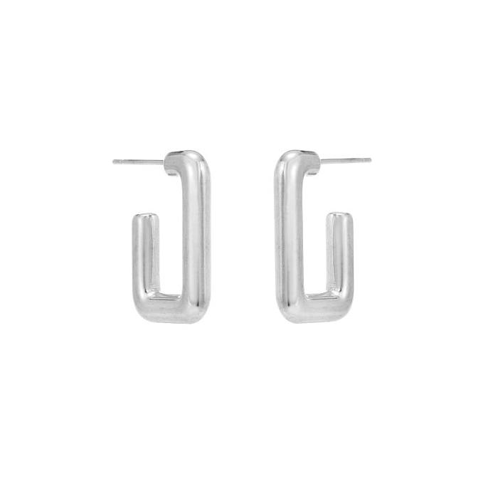 1 paire de clous d'oreilles plaqués or 18 carats, Style Simple, polissage géométrique, acier inoxydable