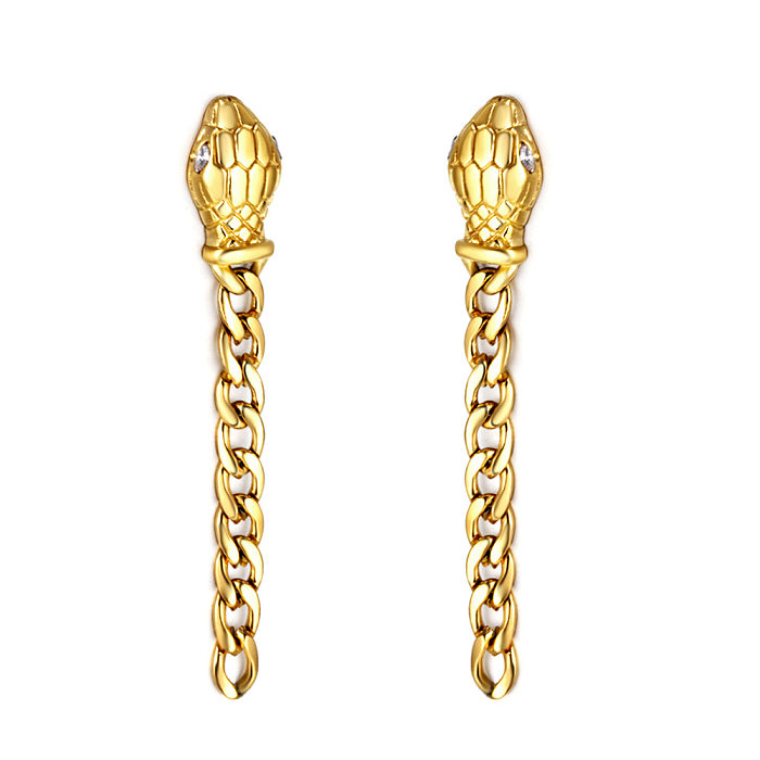 1 Pair Casual Snake Plating Stainless Steel  Gold Plated Drop Earrings Ear Studs