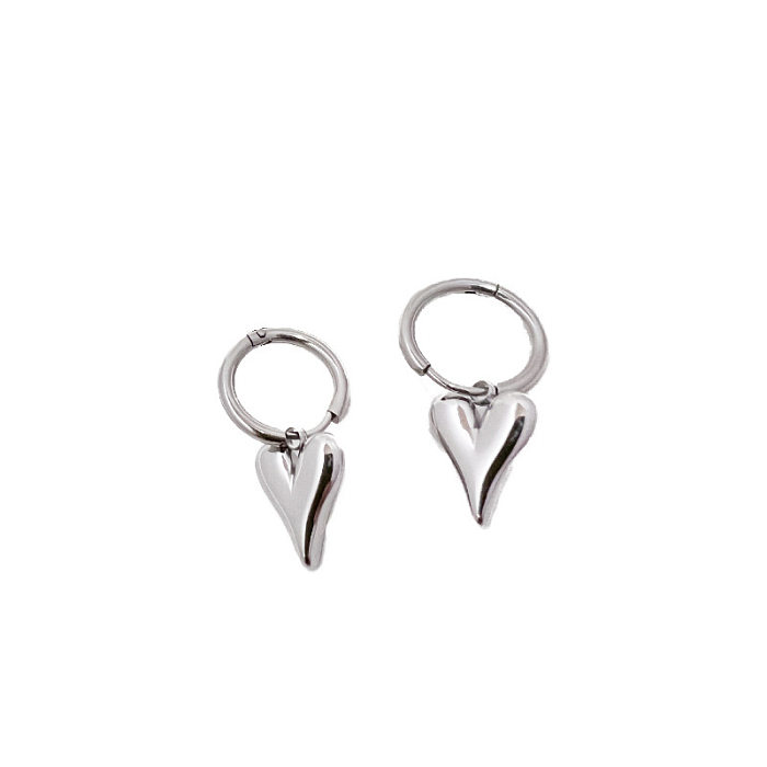 1 Pair Elegant Heart Shape Patchwork Stainless Steel  Earrings