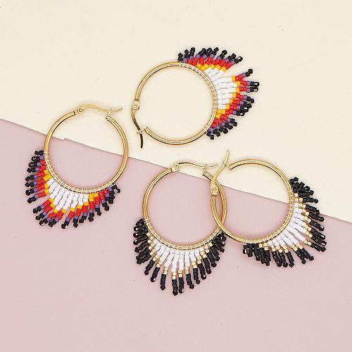 Perles Miyuki perlées tissées à la main, cerceaux d'oreilles de Style ethnique indien, vente en gros de bijoux