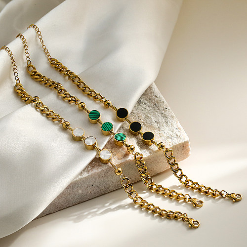 Bracelets plaqués or 18 carats avec incrustation de placage en acier titane géométrique de trajet de style simple