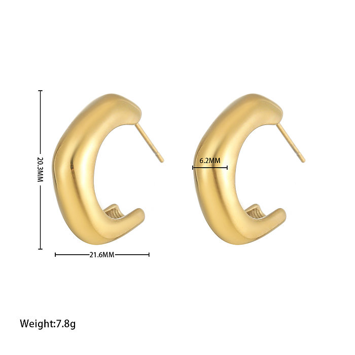 1 paire de clous d'oreilles plaqués en acier inoxydable, Style classique Simple, forme C irrégulière