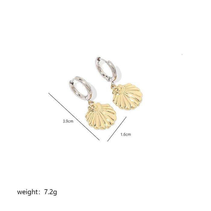 1 Pair Elegant Vintage Style Shell Plating Stainless Steel  18K Gold Plated Drop Earrings
