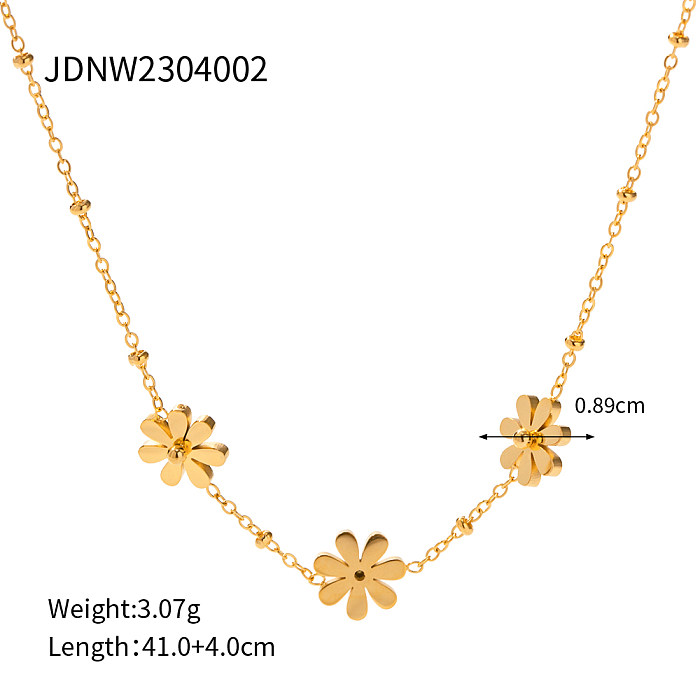 Colar banhado a ouro 18K de aço inoxidável com flor de estilo simples estilo INS
