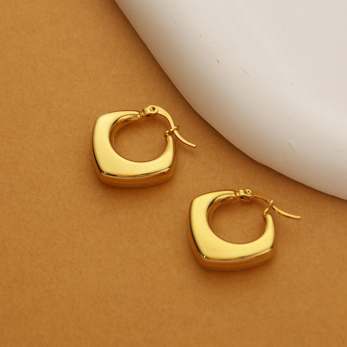 1 Paar Retro-Ohrringe im schlichten C-förmigen U-förmigen, einfarbigen Edelstahl mit 18-Karat-Vergoldung