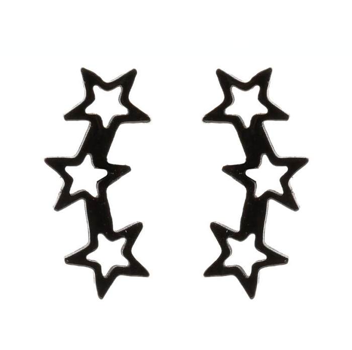 1 Paar modische Ohrstecker mit Buchstaben-Stern-Herzform, Edelstahl-Beschichtung, ausgehöhlt