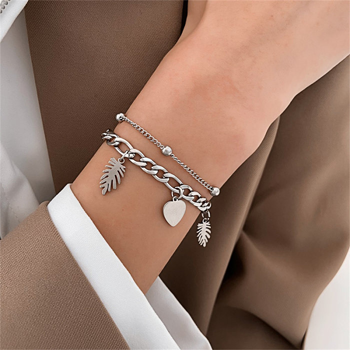 Elegant Simple Style Geometric Stainless Steel Metal Copper Inlay Rhinestones Zircon 18K Gold Plated Gold Plated Silver Plated Bracelets