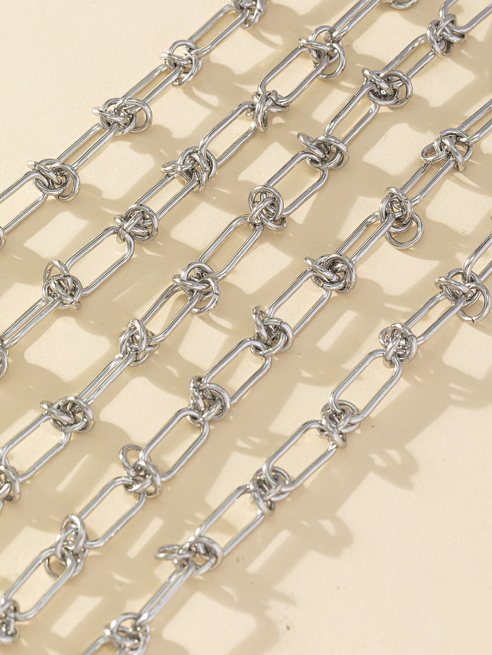 Collier ajouré en chaîne en acier inoxydable avec nœud de couleur unie, Style Simple