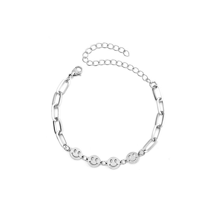 European And American New Fashion Simple Hip-hop Titanium Steel Smiley Face Bracelet Men And Women Jewelry Wholesale