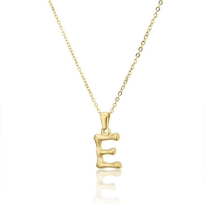 Platform New Stainless Steel  Antique Slub-shaped 26 Letter Necklace Hot Gold English Stainless Steel Pendant Wholesale jewelry