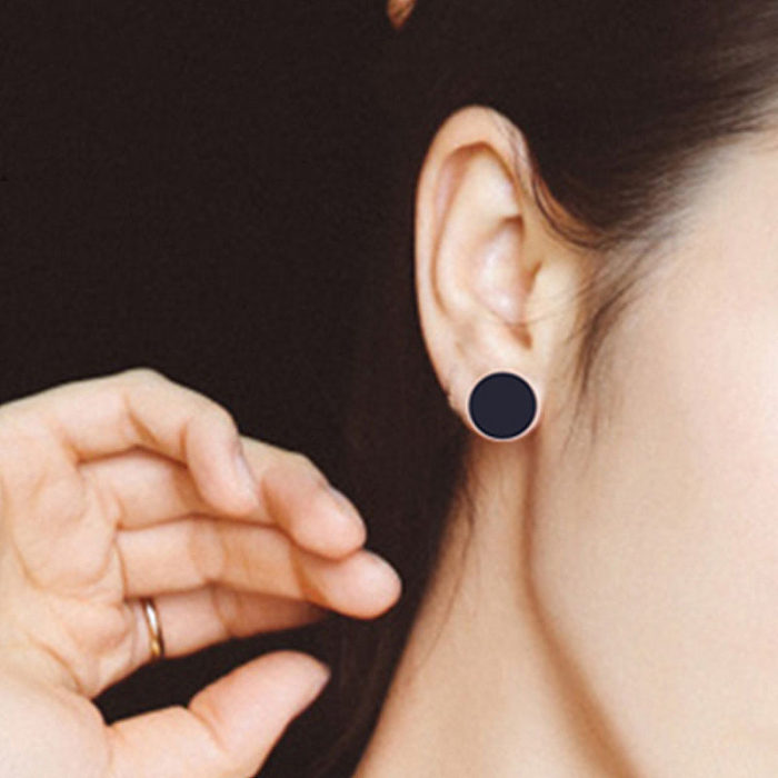 1 paire de clous d'oreilles plaqués or en acier inoxydable pour femmes