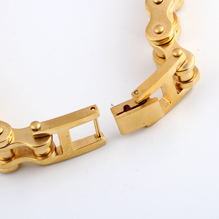 Bracelets plaqués or en acier titane de couleur unie, style simple, vente en gros