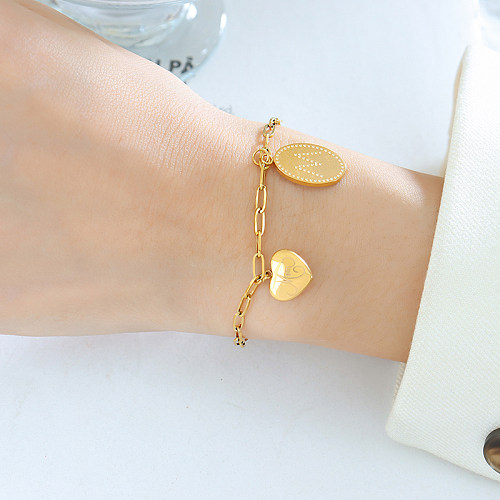 Streetwear Heart Shape Titanium Steel Bracelets
