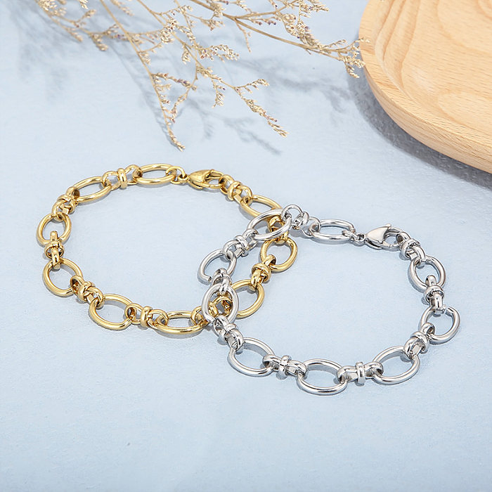 Bracelets plaqués or 18 carats en acier inoxydable de couleur unie géométrique de style simple rétro