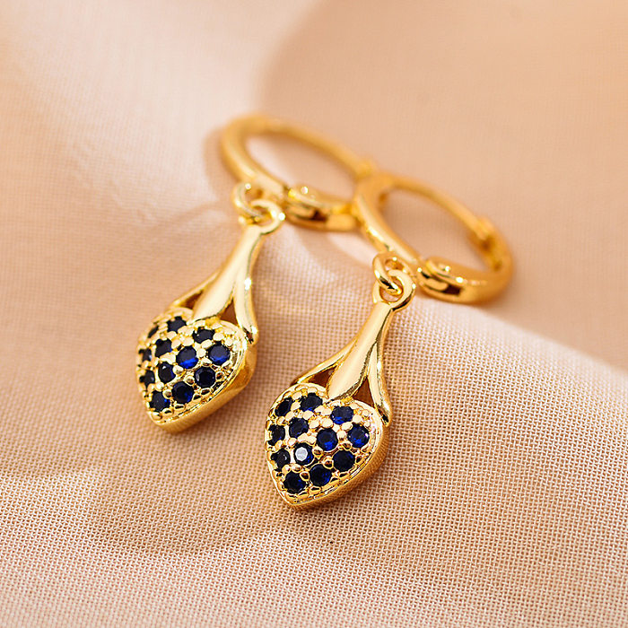 1 Pair Glam Geometric Stainless Steel  Inlay Rhinestones Drop Earrings
