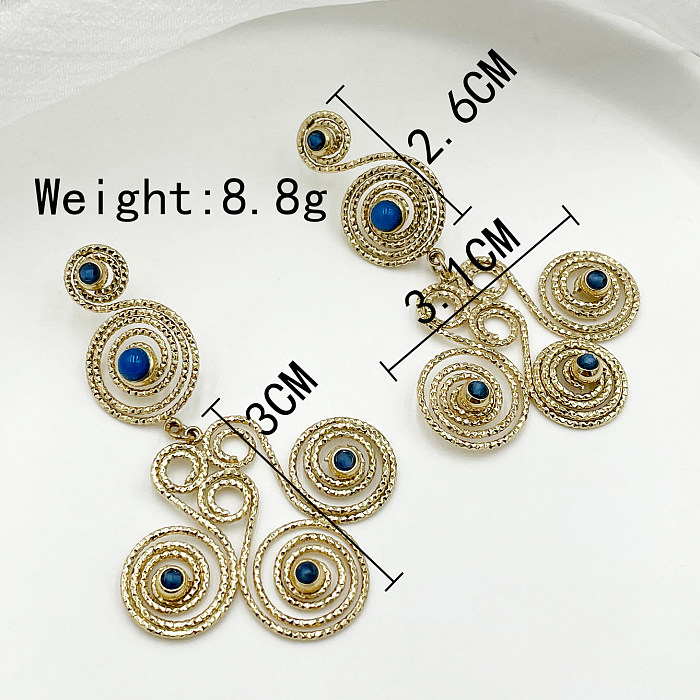 1 paire de boucles d'oreilles pendantes en acier inoxydable plaqué or, Style romain rétro, Patchwork irrégulier, placage d'émail