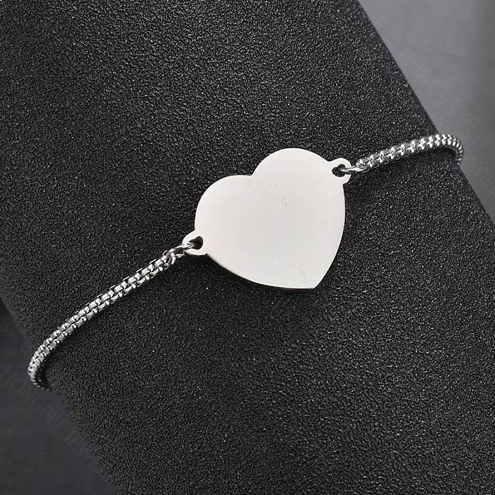 Fein poliertes Gesicht-Herz-Armband aus Edelstahl, verstellbares Liebes-Schriftzug-Armband mit Persönlichkeit
