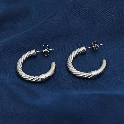 1 par de aretes de acero inoxidable con forma de C, estilo moderno e informal