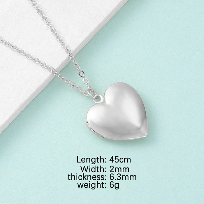 Simple Style Heart Shape Stainless Steel  Polishing Charms Pendant Necklace