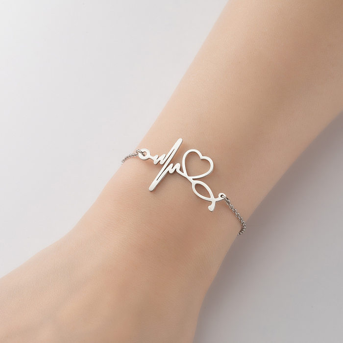 1 pièce de bracelets de placage géométriques en acier inoxydable de style simple