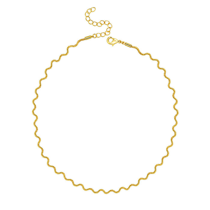 Casual Cute Simple Style Waves Stainless Steel  Plating Gold Plated Necklace