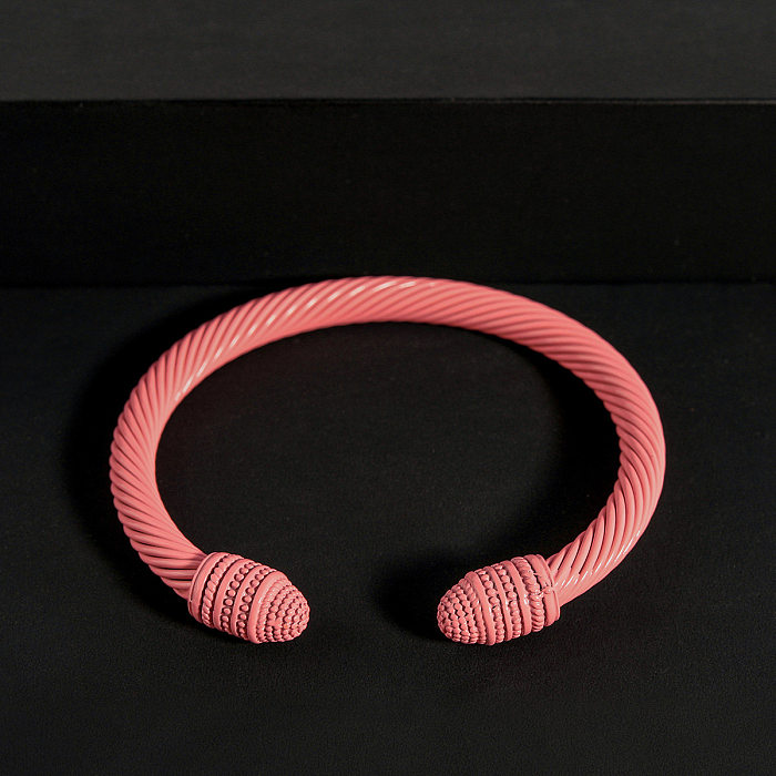 Simple Style Solid Color Stainless Steel Colorful Stoving Varnish Cable Cuff Bracelets