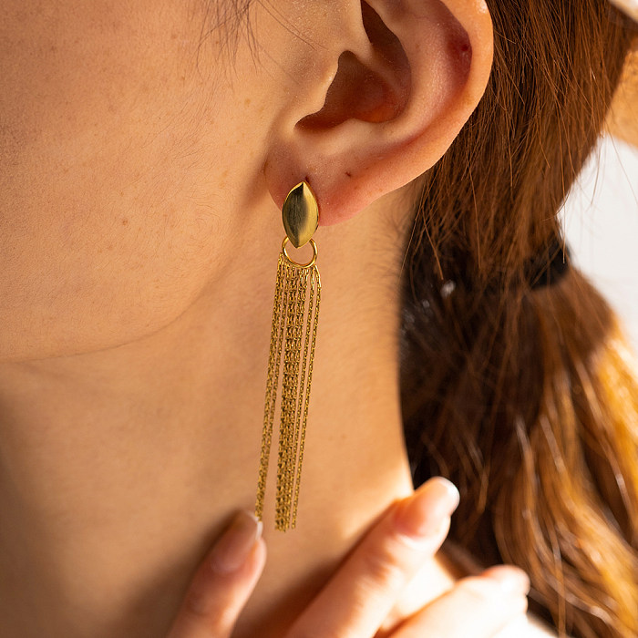 1 paire de boucles d'oreilles pendantes en acier inoxydable plaqué or 18 carats, style rétro et simple